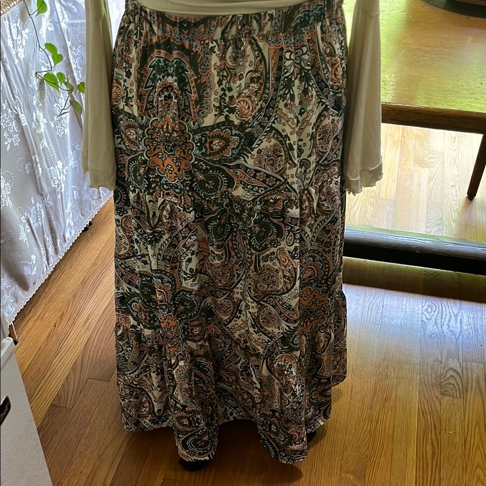Paisley Print Maxi Skirt